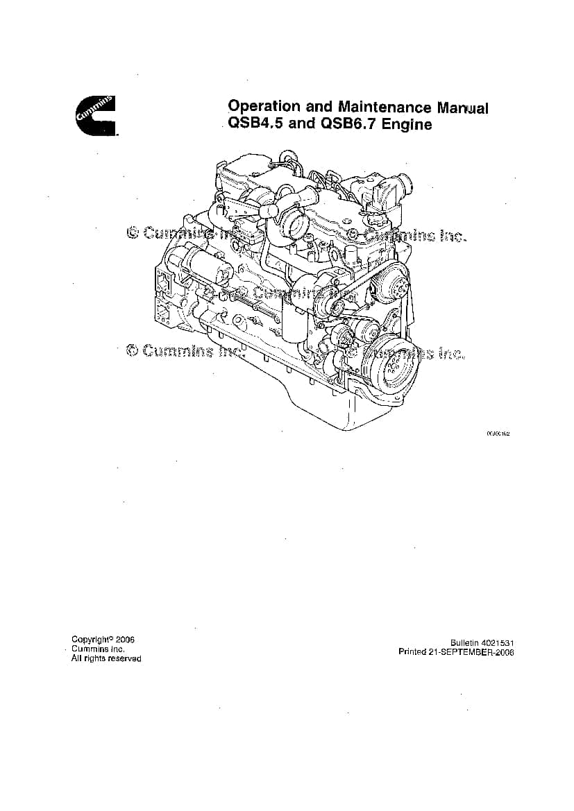 CUMMINS QSB4.5 & 6.7 Engine Operation and Maintenance Manual PDF Download