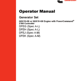 Cummins DFEG-K with QSX15 Engine, PCC 2100 Operator manual PDF Download