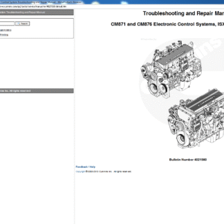 Cummins Troubleshooting and Repair Manual ISX CM871 and ISM CM876 Electronic Control System PDF Download