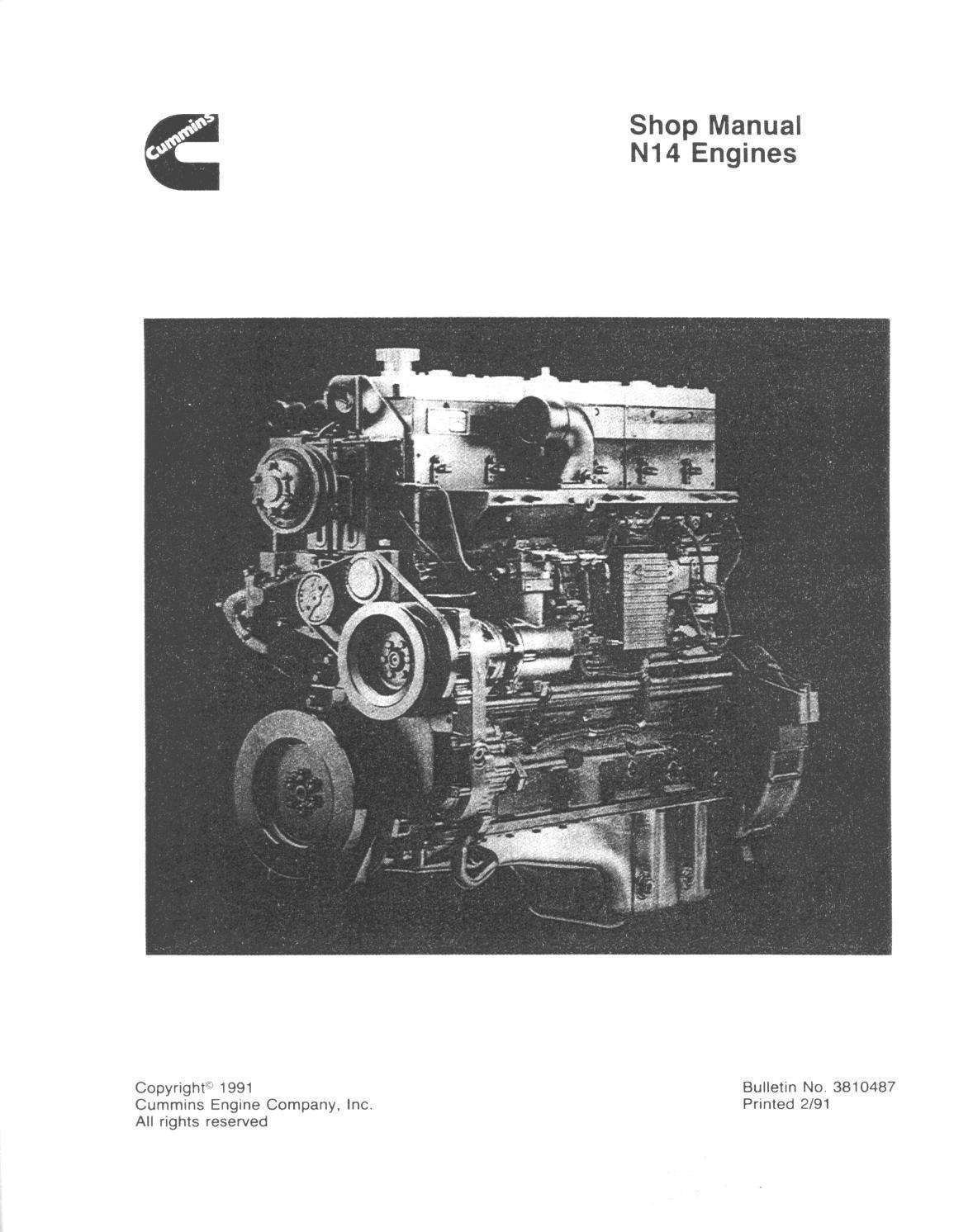 Cummins – N14 Shop Manual PDF Download